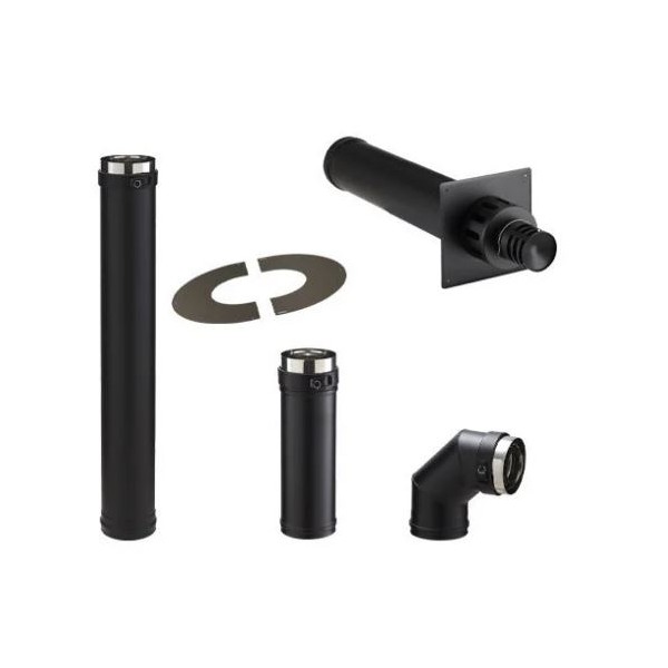 KIT DE RACCORDEMENT FACADE POUJOULAT PGI DEPART DESSUS 80/130 NOIR